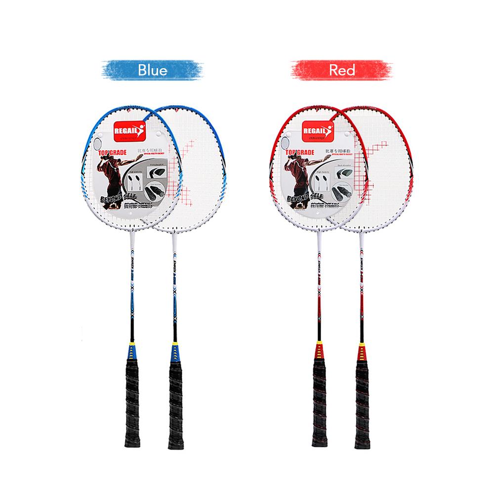 2 Player Badminton Racquets Set with 3 Shuttlecocks Carrying Bag and Badminton Net for Family