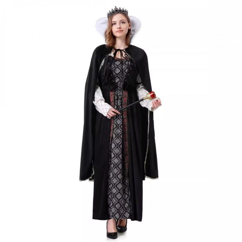 M-XXL Halloween Medieval Queen Cape Cosplay Costume Vintage Court Style Performance Outfit
