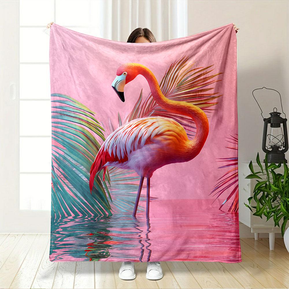 Tropical Flamingo Paradise for All Seasons Blanket Lunch Break Throw Gift