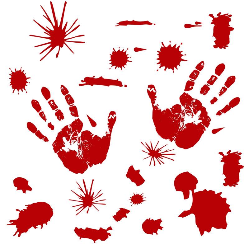 Scary Halloween Stickers: Door & Window Decals, Pumpkin Footprints, Blood Handprints