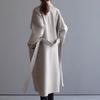 Fashionable Women's Loose Over-the-Knee Belted Wool Coat