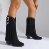 Mid-Tube Boots Autumn New Suede Side Zipper Studded Tassel Soft Sole Non-Slip Wear-Resistant Single Boots