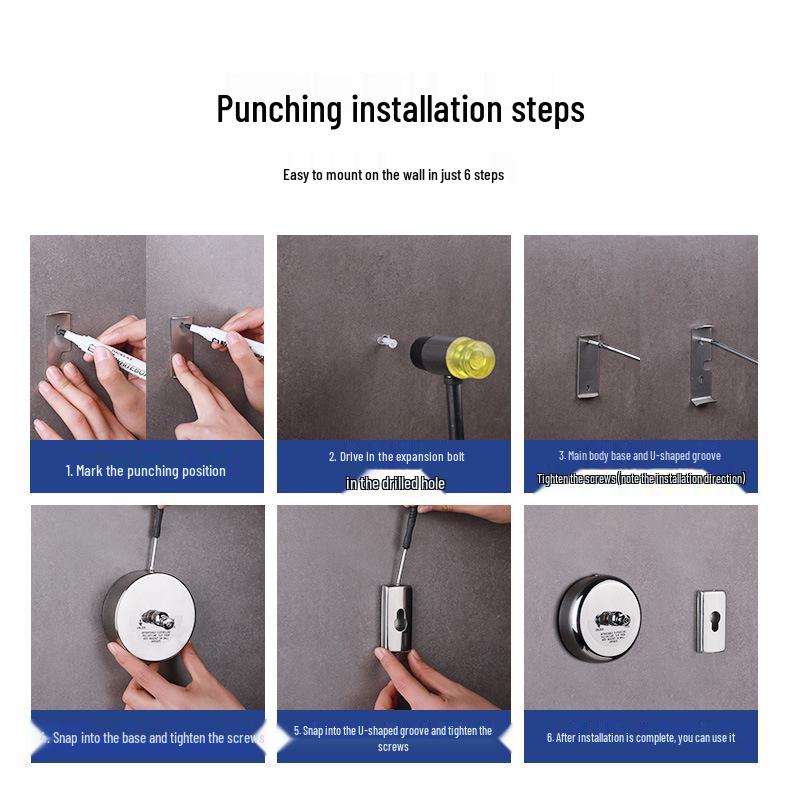 Invisible Stainless Steel Retractable Indoor Clothesline for Bathroom or Balcony