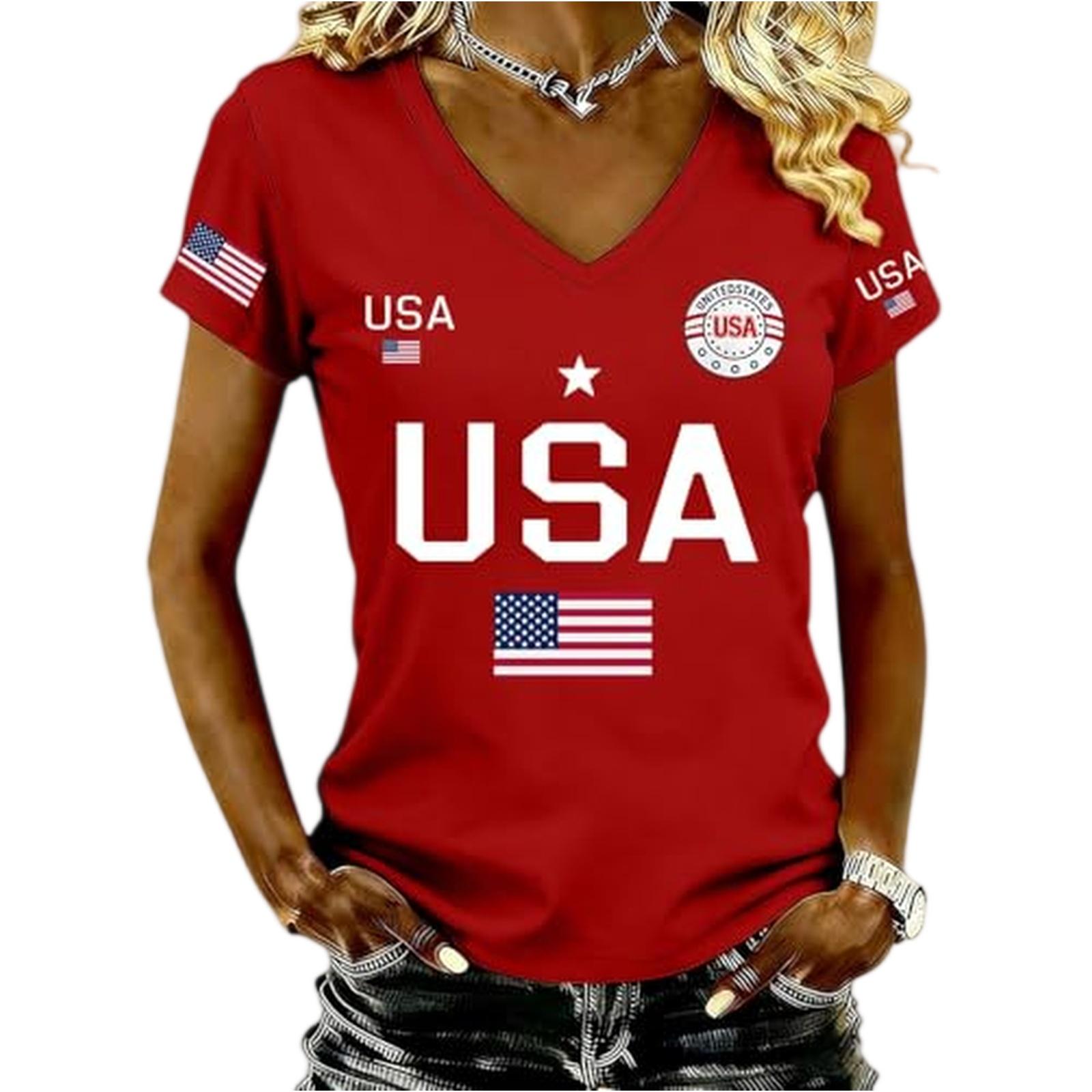 Women s Fashion 250th Anniversary Loose Neck Top M красный