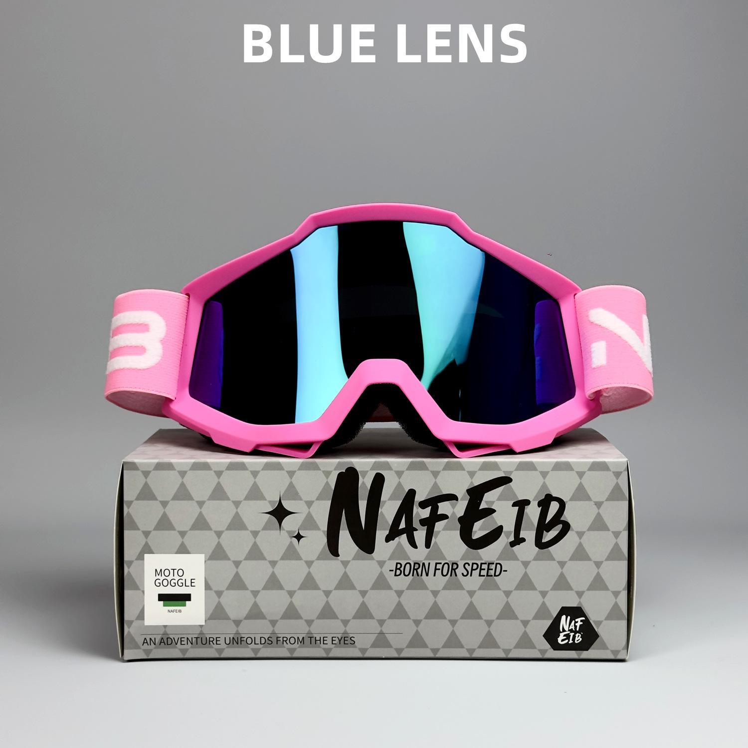 

Ski goggles, motorcycle off-road glasses, cycling helmet, electric bike, mountain bike, windproof, sandproof, fogproof Pink framed color film-Co