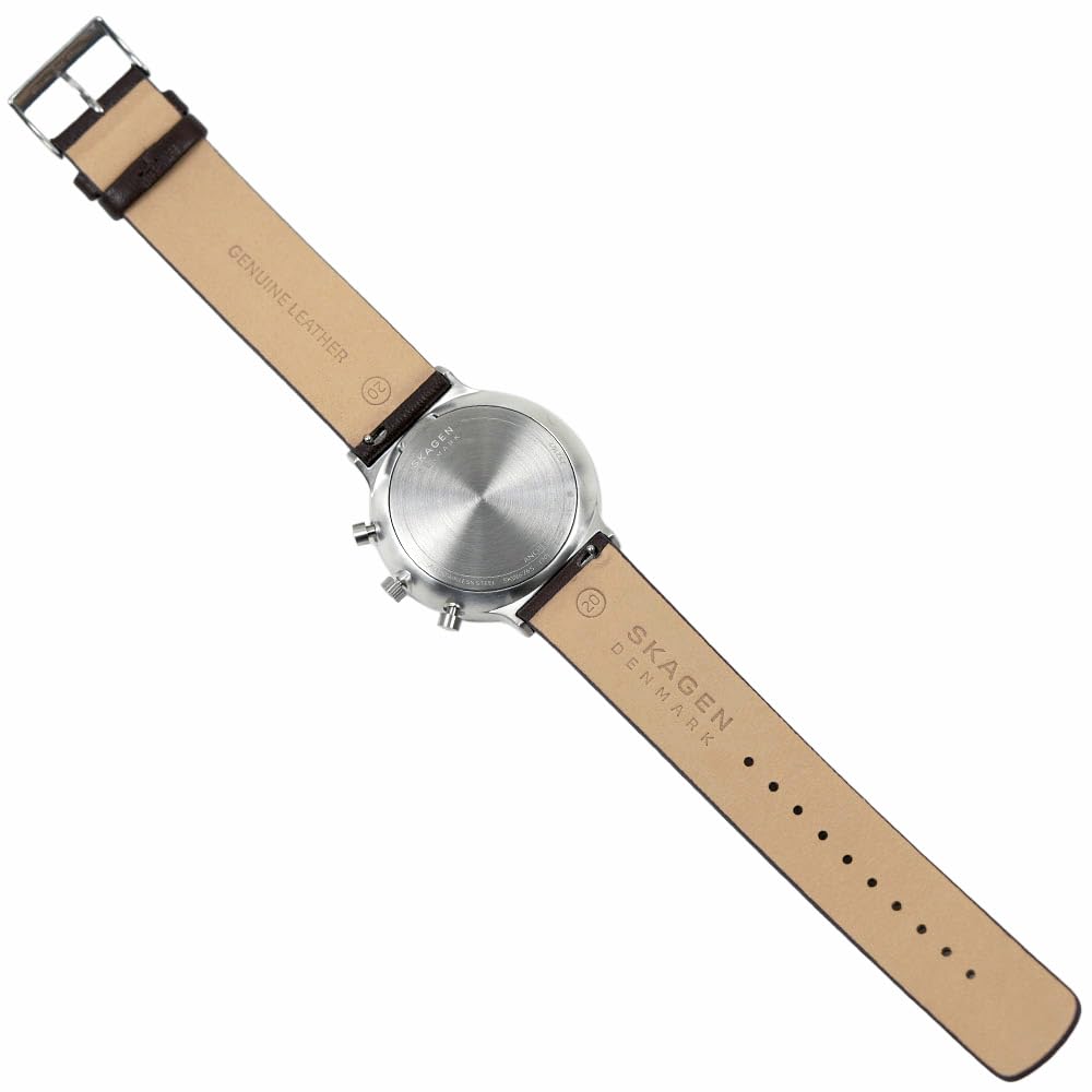 Skagen Watch ANCHER SKW6765 Chronograph Blue Dial Brown Leather Luminous 40mm Men's