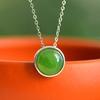 Hotan Jade Jasper S925 Silver Inlaid Egg Face Pendant Necklace Women's Fashion Simple Style with Certificate