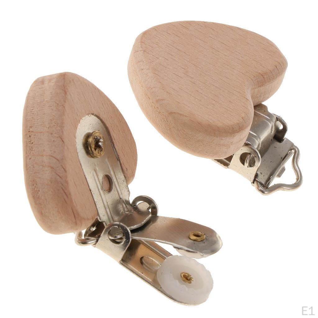 10 Pcs Wooden Pacifier Clip Natural Beech DIY Chain Accessory