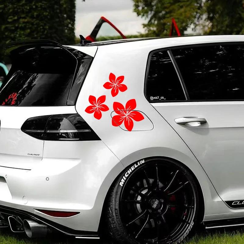 3pcs Various Colors Pretty Flower Car Stickers for Auto Rear Window Bumper Body Helmet Cover Scratches Waterproof Blossom Decals