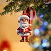 12Pcs Santa Claus Ornaments 2D Acrylic Hanging Decor for Christmas Tree Car Mirror Backpack Bag Charm Holiday Party Gifts