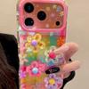 Korean Style Ins Dopamine Colorful Checkered 3D Flower iPhone 17 Pro Max Case for Apple 15 Pro 14 13 16 Women Unique Full Cover