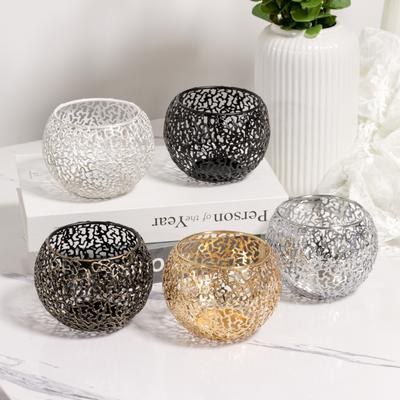 Creative Gold Vintage Electroplated Aromatherapy Hollowed Metal Iron Candle Holder Cover Decoration
