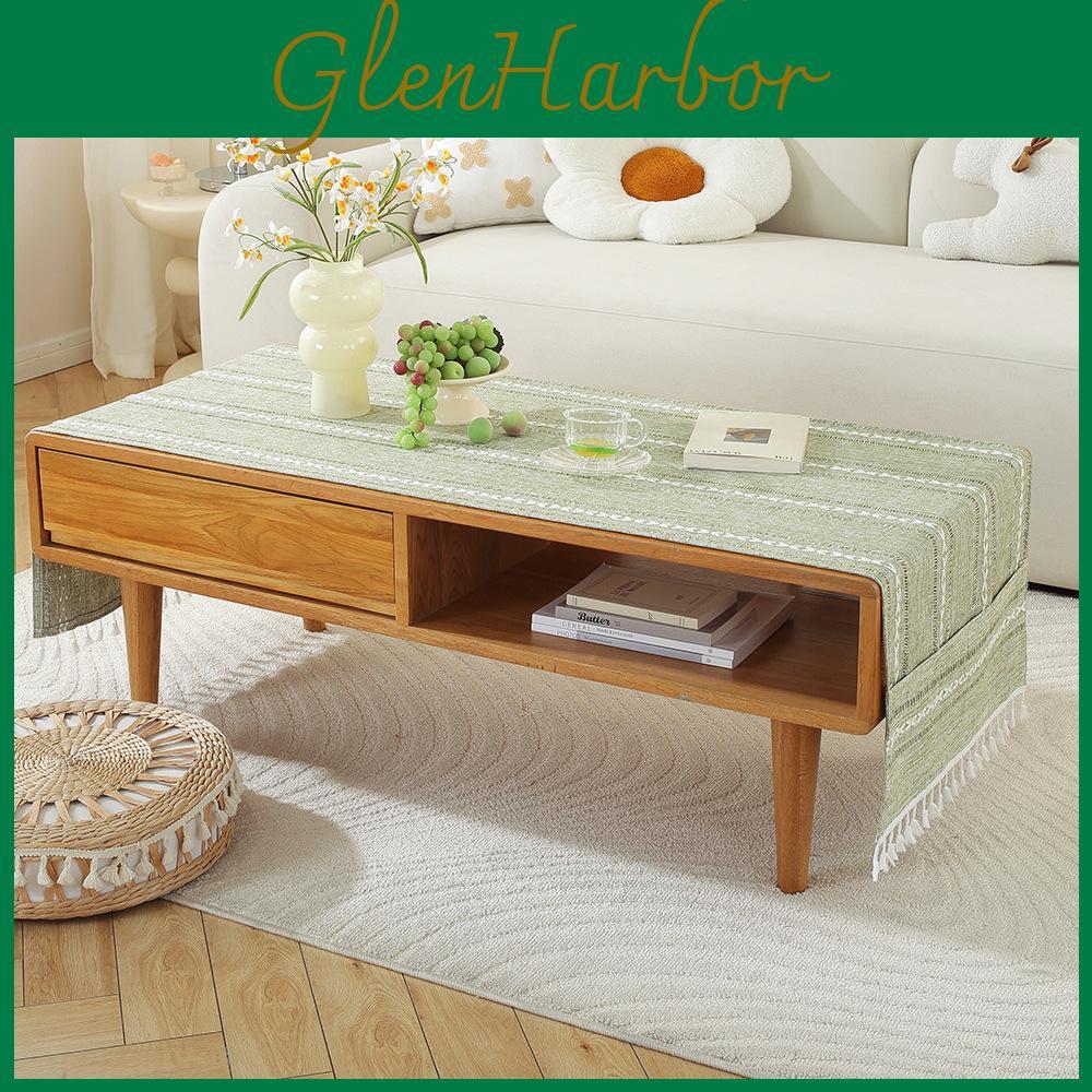 Nordic Home Modern Cotton Linen Rectangular Tablecloth With Non Slip Back For Living Room Decor