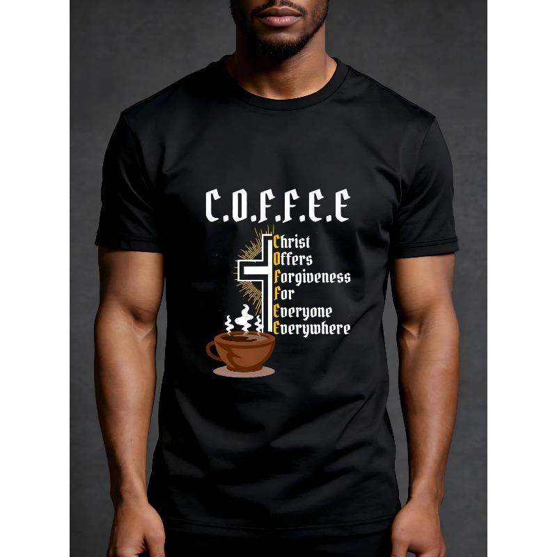 

Coffee Christ Offers Forgiveness to All, Wherever You Are, Premium T-Shirt, Fun Men s Short Sleeve Printed T-Shirt Collection, Black S чёрный