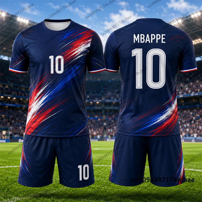 2026 Çocuk Eşofman Takımı Mbappe #10 Baskılı Tişört+Şort Setleri Futbol Forması Fransa Taraftar Kıyafeti Spor Çocuk/Yetişkin Kıyafetleri