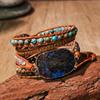 Bohemian Style Adjustable Natural Labradorite & Creative Hand-Woven Bracelet - Vintage 5-layer Wrap Stunning Design for Everyday and Holiday Wear,
