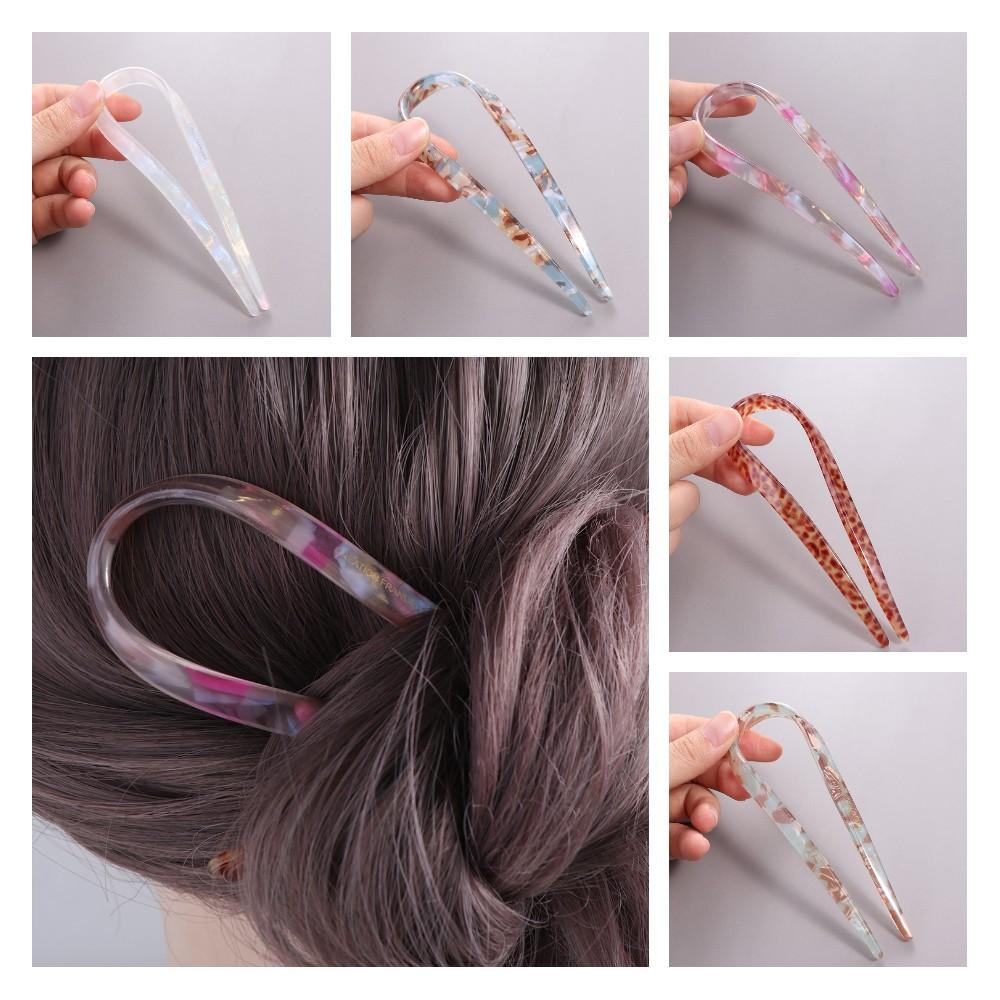 

Headwear Acetate Hairpin Geometric Chinese Style Hair Fork Temperament U-shaped Hair Stick Daily белый