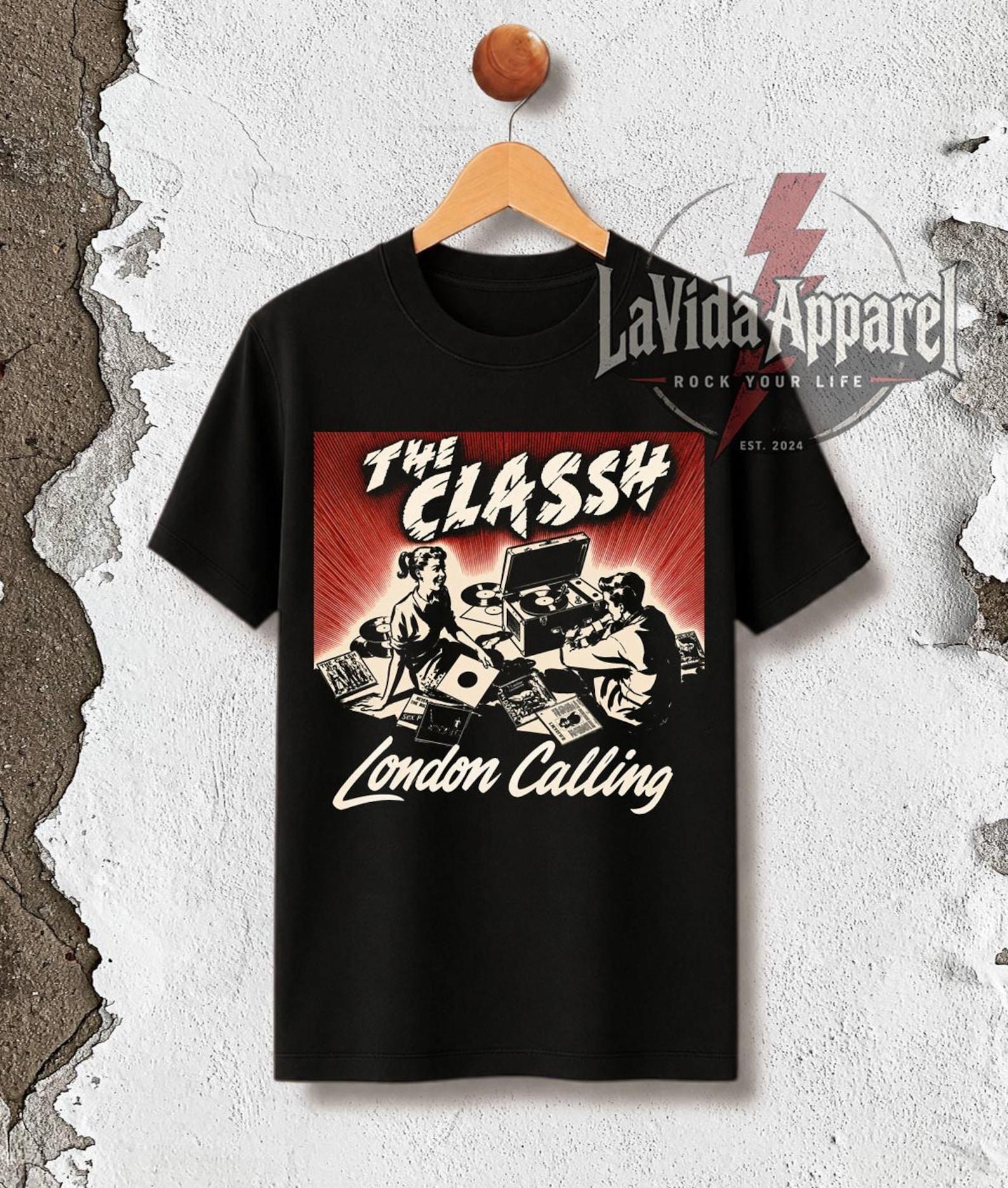 The Clash London Calling Punk Rock T-Shirt, Retro 70s Music Graphic Tee XL