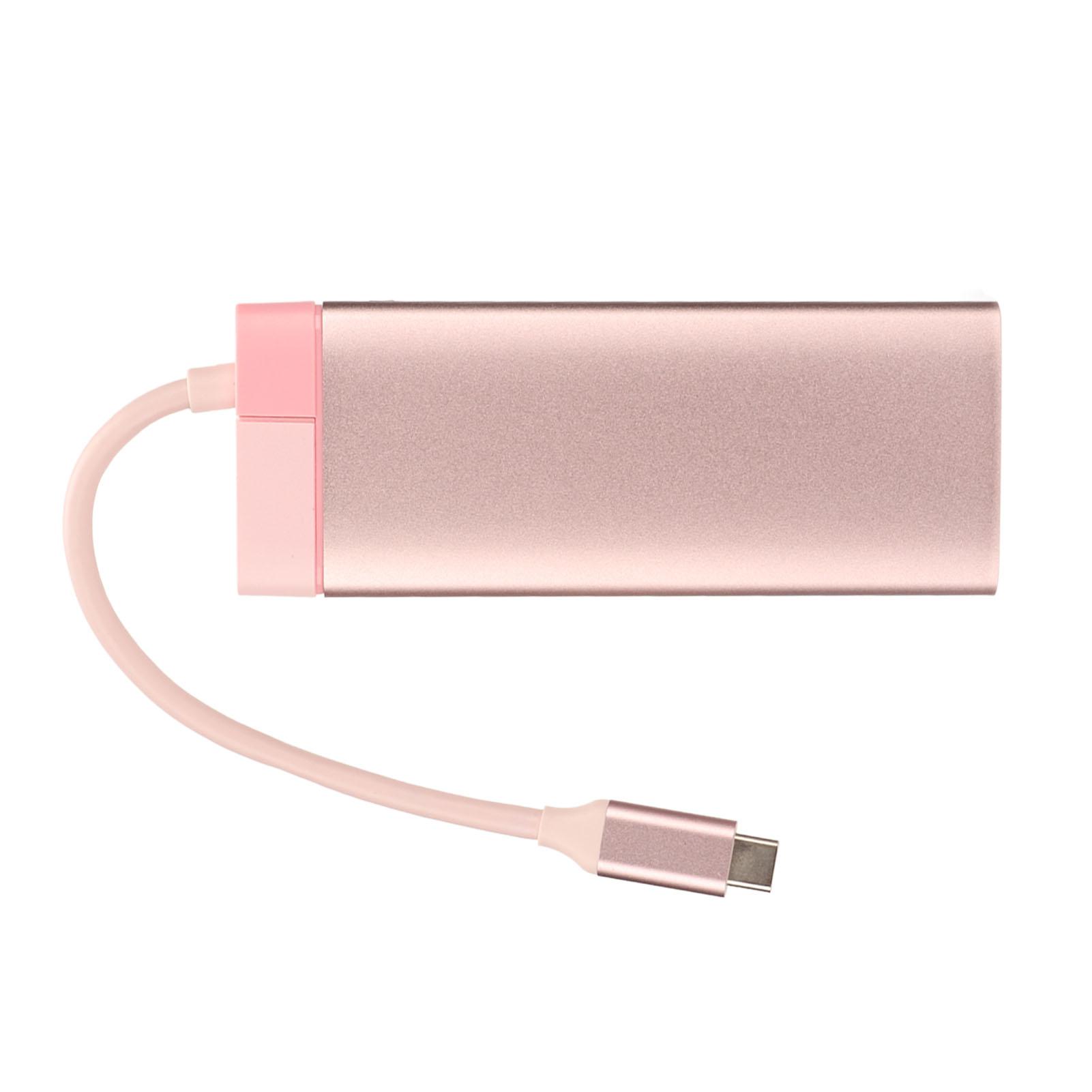 

Док-станция 6 в 1 Type C - PD 3USB3.0 Высокоточный мультимедийный интерфейс RJ45 Расширение коралл розовый