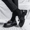 Men's Black Tassel Leather Slip-On Shoes - Autumn New Style Thick Sole, Big Toe, Fashionable Casual Low-Top