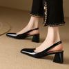 Square Toe Design Patent Leather Women Shoes Chunky Heels Summer Women's Pumps Slingbacks Candy Colors Sandals for Women WSH5310