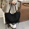 Bolsa de Palha Tecida Bolsa Feminina Bolsas de Ombro de Couro Moda Bolsas Tote de Grande Capacidade Bolsas Transversais Bolsas de Mensageiro de Viagem