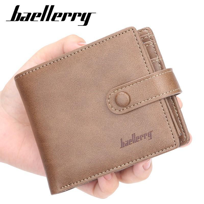 Wallet Men's Short Korean Version Multi Slot Buckle Solid Color Retro Ticket Holder