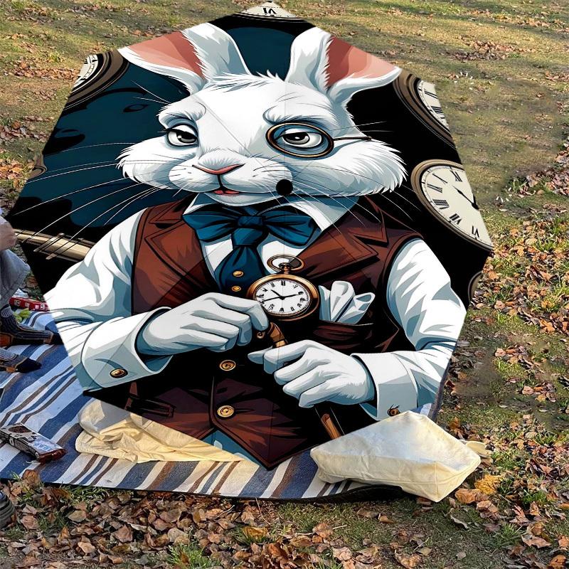 1PC rabbit clock Umbrella-8-Rib Reinforced, Automatic Open, Lightweight & Durable, Fashion Accessory for Outdoor-L0380