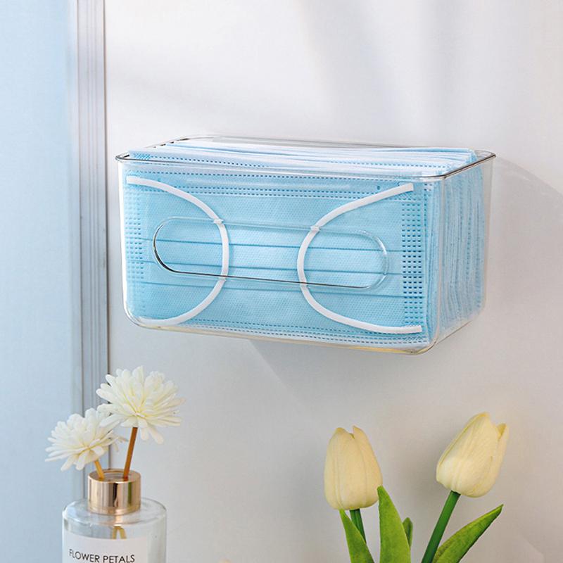 Průhledný úložný box nástěnný držák na kapesníky velkokapacitní držák na roušky domov