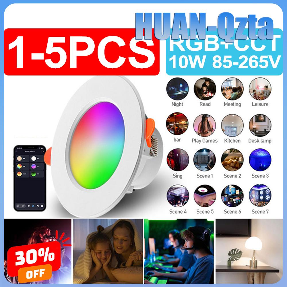 

1-5 светодиодных ламп RGB Tuya, точечный светильник с регулируемой яркостью, Bluetooth-совместимая лампа, 10 Вт, 85-265 В, управление через приложение RGBCW Atmосфера