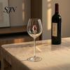 Bicchieri di Lusso per Feste Bicchiere da Vino Rosso con Rose e Foglie Verdi Decorato, Calice Trasparente Squisito Design Floreale, Bicchiere Decorativo,