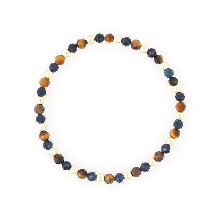 4mm Cut Quartz Tiger Eye Mix Gemstone Bracelet (C2403AC1179_NA)