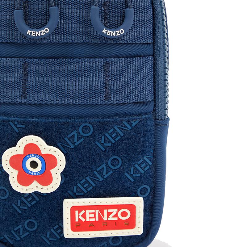 Kenzo Letter Logo Pattern Fashion Zipper Closure Fabric Phone Bag Unisex Bags Navy-Blue FD65PM208F30