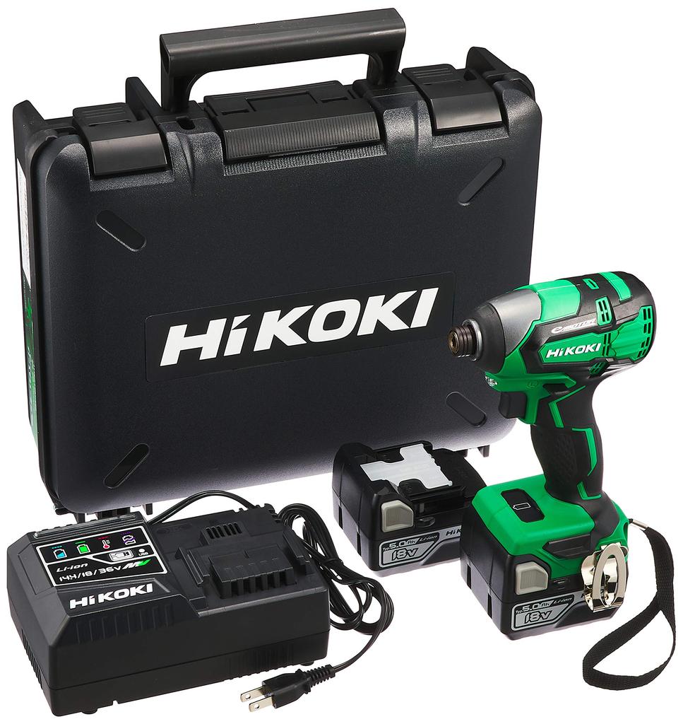 HIKOKI 18V Akumulátorový rázový utahovák 172Nm Agresivní Obsahuje a Šroubovák, Točivý moment, Zelený, Baterie, Nabíječka, Kufr, WH18DB(2JC)