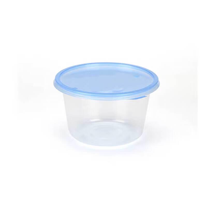 

Disposable Round Plastic Food Container with Blue Lid