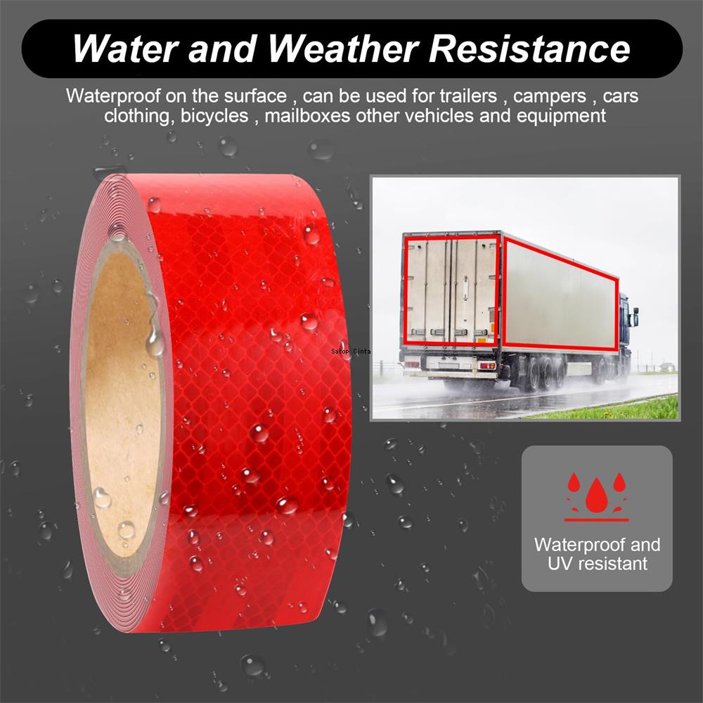 5CM*10M Red Micro Prismatic Sheeting Reflective Tape Waterproof Adhesive Reflectors Sticker For Motorcycle Trailer Tractor Truck