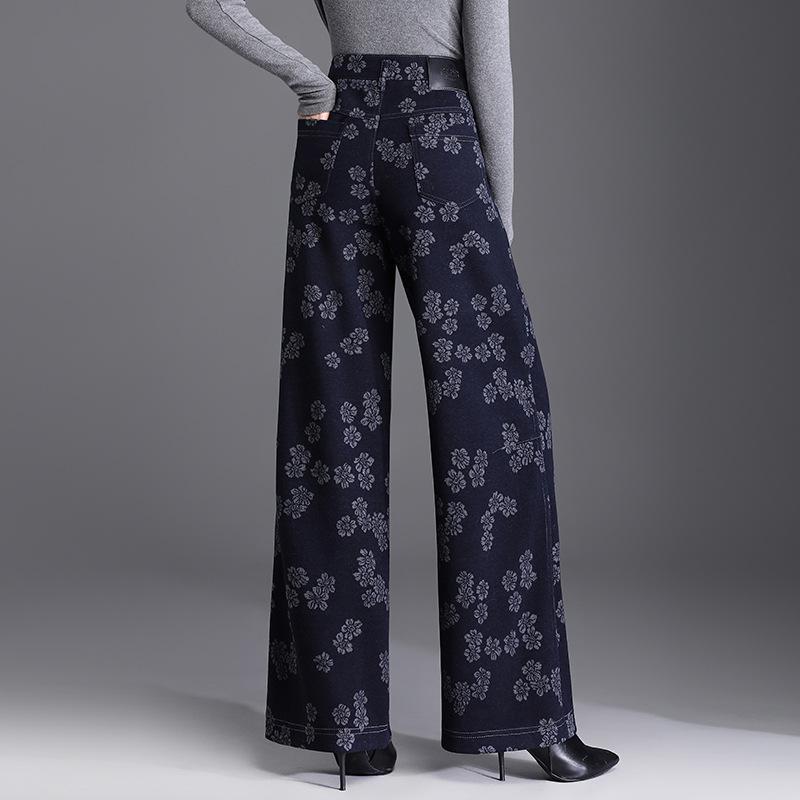2025 Autumn/Winter Women's Fashionable Wide-Leg Textured Pants - High Waist Korean Casual Style