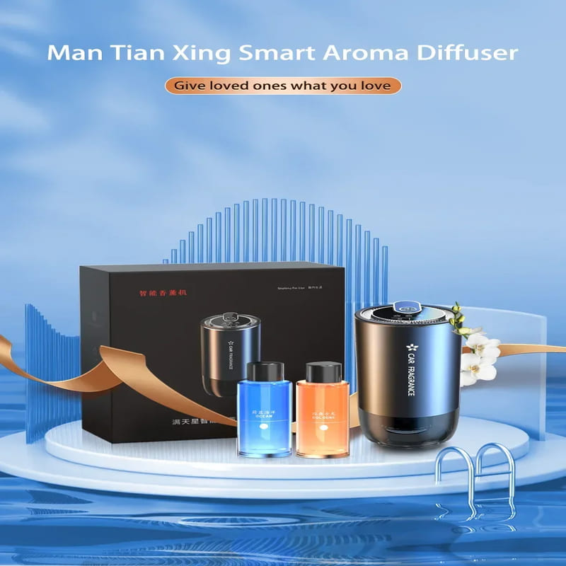 Aromatherapy Car Start Air Freshener USB Rechargeable Aromatherapy Diffuser with LED Light Scent Dispenser Aroma Diffuser Smart and Long-lasting