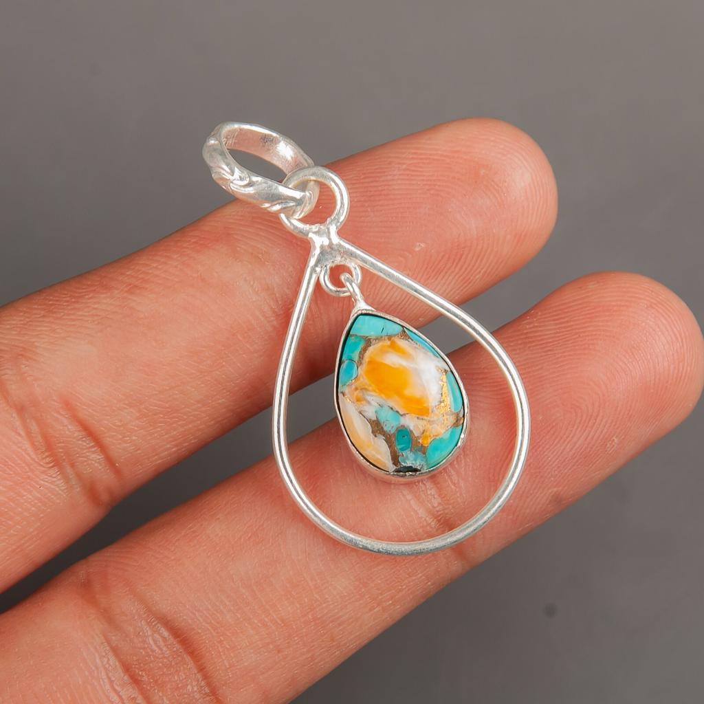 Spiny Oyster Gemstone 925 Sterling Silver Jewelry Pendant 1.60" Anniversary Gift PP-3-33