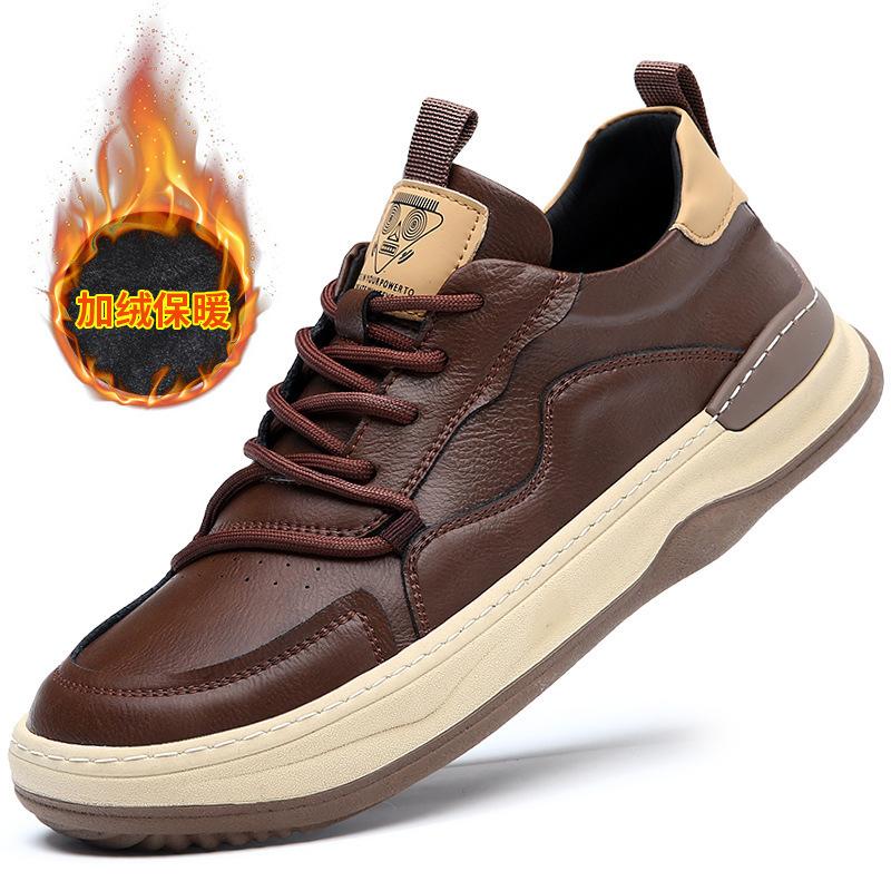 2025 autumn new men's shoes cowhide breathable European station trend versatile brown retro leather casual board shoes
