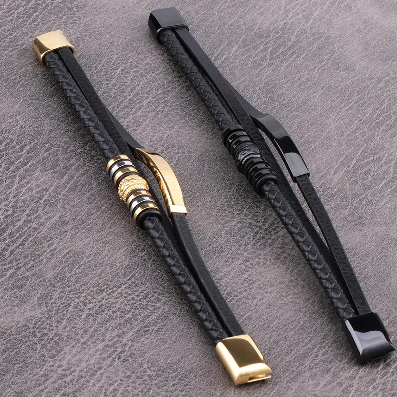 Rozsdamentes acél bőr karkötő férfiaknak ékszer karkötők ajándék fiúknak