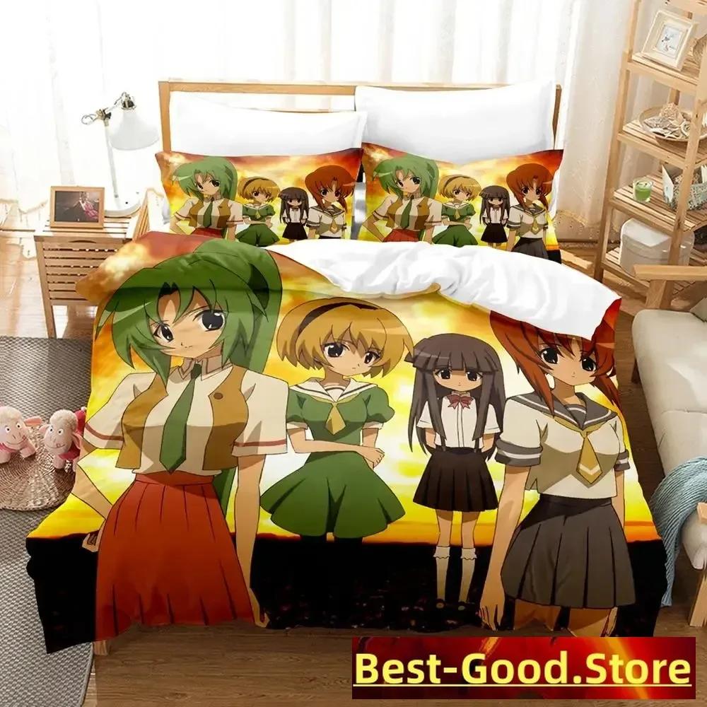 Higurashi no Naku Koro Ni Bedding Set Printed Bed Set With Pillowcase Duvet Cover Soft Single Double Queen Super King Size