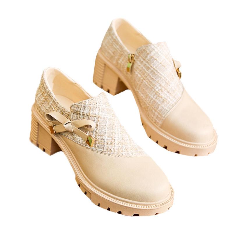 

Xiaoxiangfeng shoes women s 2021 new high heels versatile spring and autumn women s shoes fairy single shoes small leather shoes mesh 35