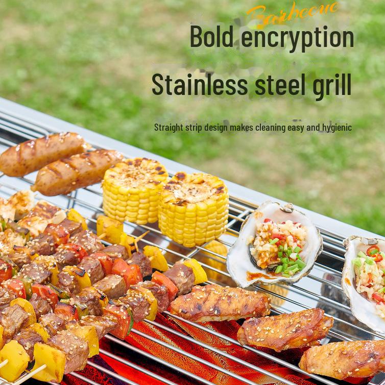 Velký přenosný bezdýmný skládací gril na dřevěné uhlí pro venkovní grilování