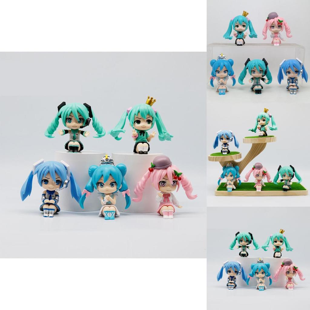 Adorable Q Version Hatsune Miku Figurine Pvc Anime Collectible Doll Set For Fans