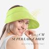 100% Cotton Wide Brim Sun Visor for Women, Breathable UV Protection Empty Top Cap,Ultra-light Foldable Summer Hat