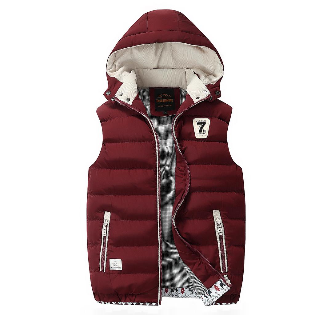 Men's Autumn and Winter Casual Men's Hooded Slim Jacket Plus Velvet Thickened Casual Stand Collar Casual Cotton Clothing