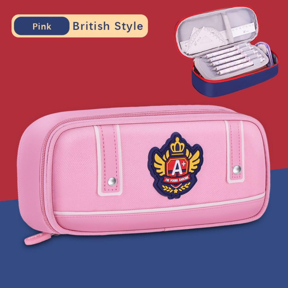 Three-layers Pencil Case British Style Stationery Bag Cartoon Cosmetic Storage Bag  Back To School