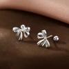 Real 925 Silver Bowknot Bead Screw Mini Stud Earrings For Women Classic Fine Jewelry Light Accessories In Summer