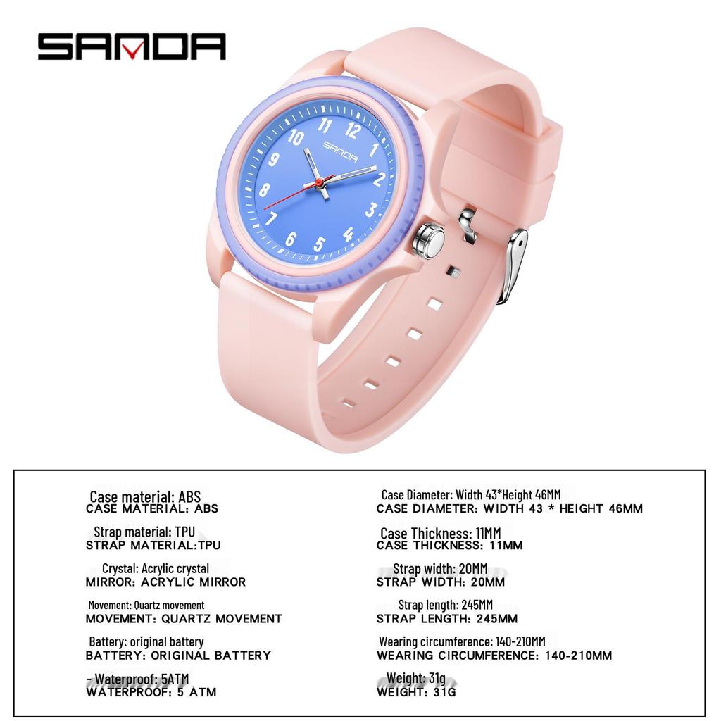Sanda Unisex Waterproof Quartz Watch for Students - Simple, Versatile Design for School and Exams
